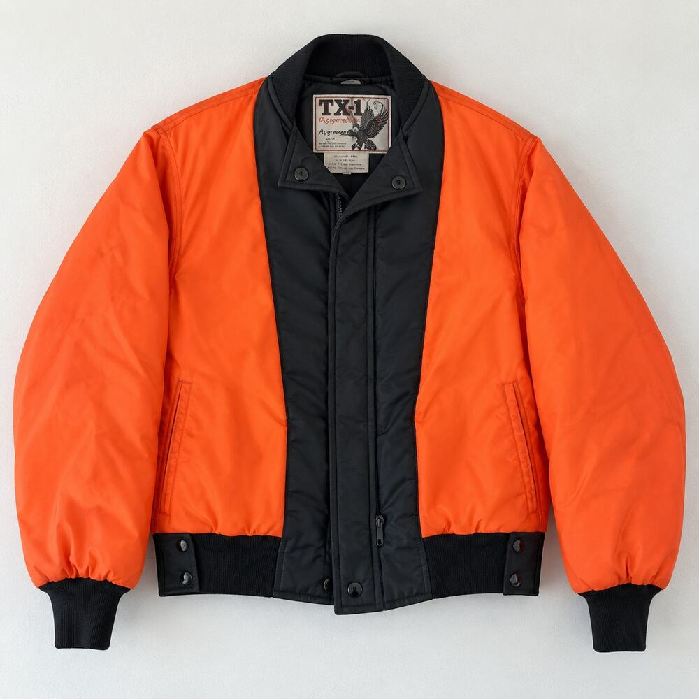 Vintage TX-1 Aggressor Orange Black Motorcycle Riding Jacket Size 40